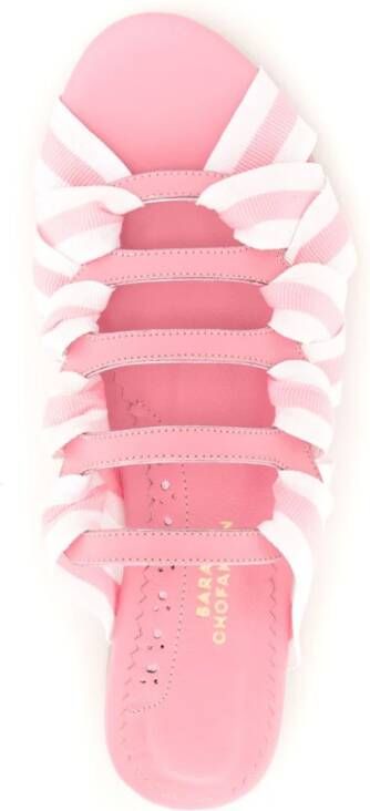 Sarah Chofakian Mia stripe-detailing slides Pink