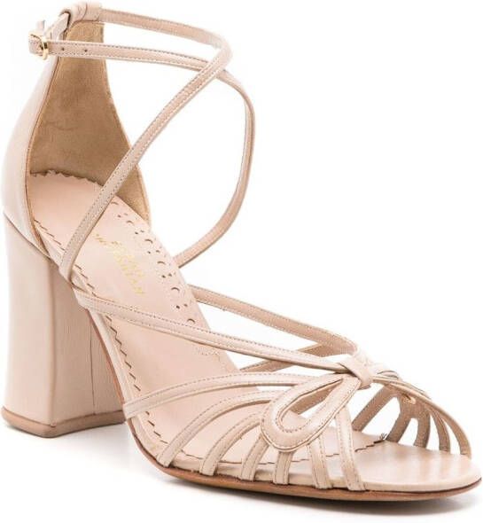Sarah Chofakian Miuccia 75mm bow-detail sandals Neutrals