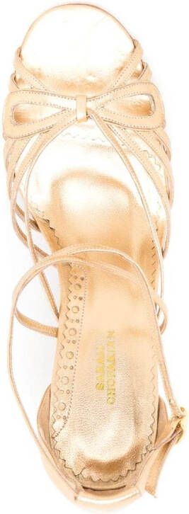 Sarah Chofakian Miuccia caged 75mm leather sandals Gold