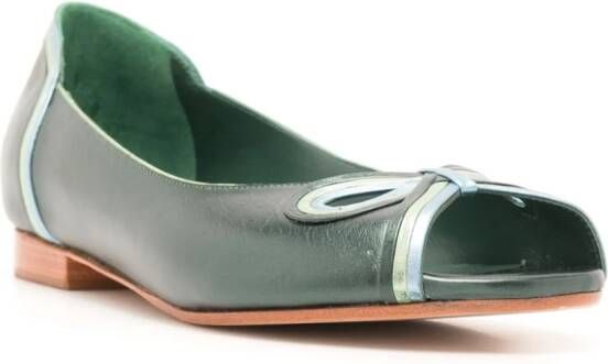 Sarah Chofakian Muniz cut-out leather ballet pumps Green