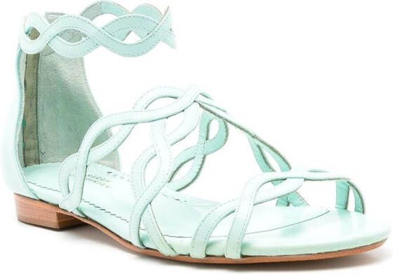 Sarah Chofakian Naomi leather flat sandals Blue