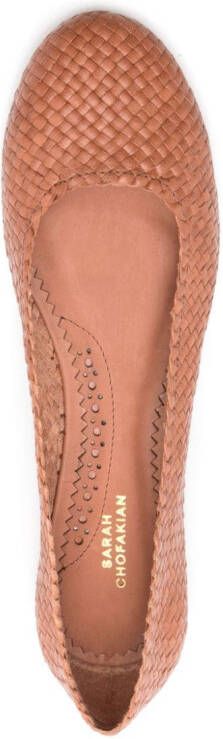 Sarah Chofakian Orly woven ballerina shoes Brown