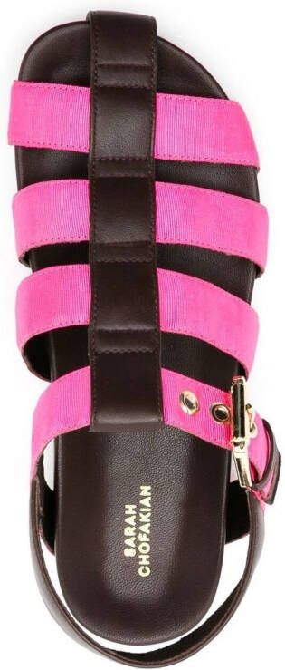 Sarah Chofakian Simpson strap-design flat sandals Brown