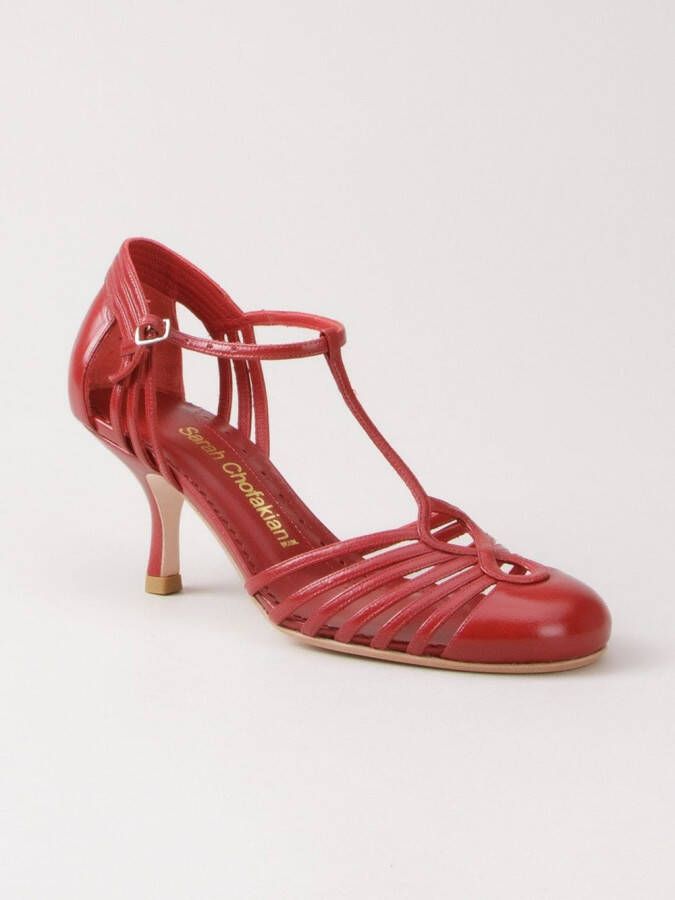 Sarah Chofakian strappy pumps Red