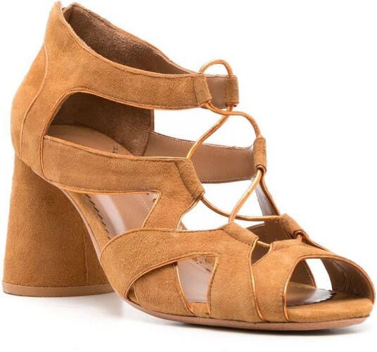 Sarah Chofakian Taylor 80mm lace-up sandals Brown