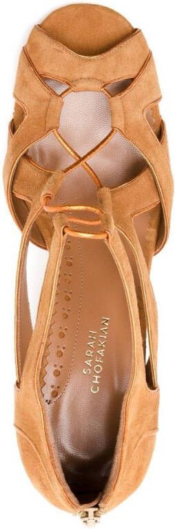 Sarah Chofakian Taylor 80mm lace-up sandals Brown