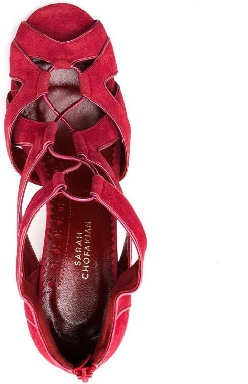 Sarah Chofakian Taylor 80mm lace-up sandals Red