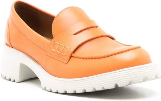 Sarah Chofakian Ully leather loafers Orange