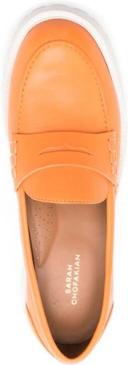 Sarah Chofakian Ully leather loafers Orange