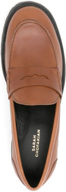 Sarah Chofakian Ully leather penny loafers Brown