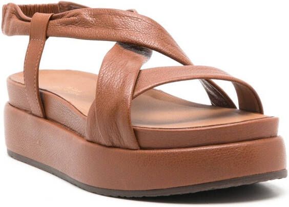 Sarah Chofakian Vionned leather platform sandals Brown
