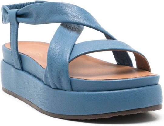Sarah Chofakian Vionnet leather platform sandals Blue