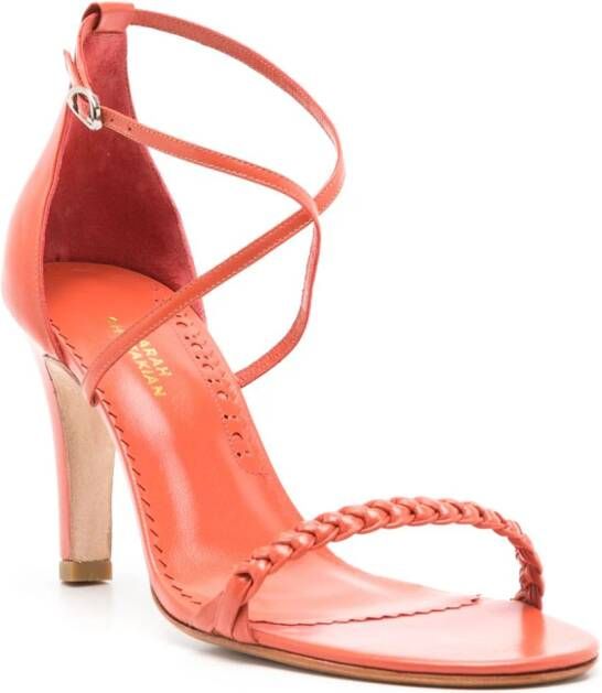 Sarah Chofakian Windsor 75mm braided-strap leather sandals Orange