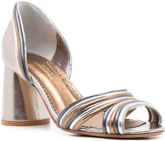 Sarah Chofakian Yoko 75mm striped sandals Metallic