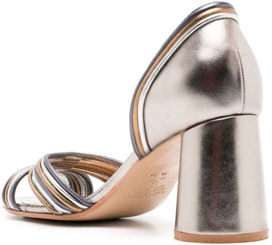 Sarah Chofakian Yoko 75mm striped sandals Metallic