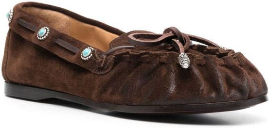 Sartore 10mm bow-detail suede loafers Brown