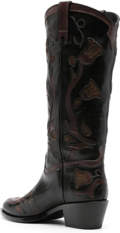 Sartore 45mm western knee-high leather boots Black