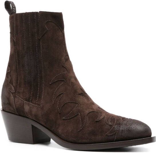 Sartore 45mm western suede ankle boots Brown