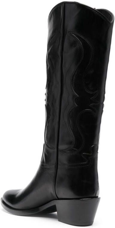 Sartore knee-high leather cowboy boots Black