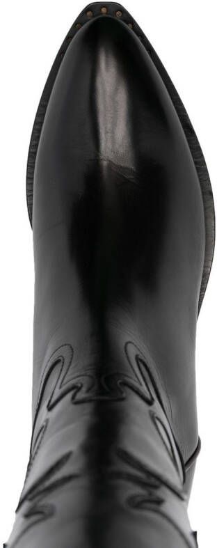 Sartore knee-high leather cowboy boots Black