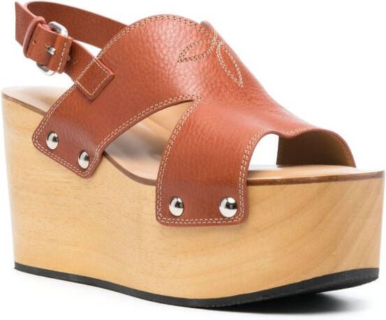 Sartore Toscano 100mm wedge sandals Brown