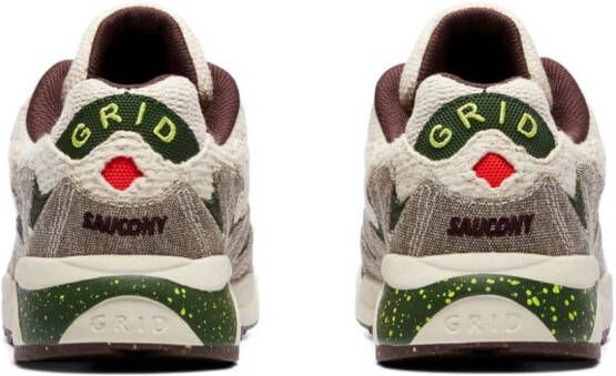 Saucony x Bodega Grid Shadow 2 "Jaunt Woven Hemp Acid Lime Red Alert Gum" sneakers Neutrals