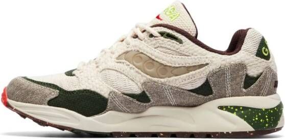 Saucony x Bodega Grid Shadow 2 "Jaunt Woven Hemp Acid Lime Red Alert Gum" sneakers Neutrals