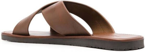 Scarosso Adriano cross-strap leather sandals Brown