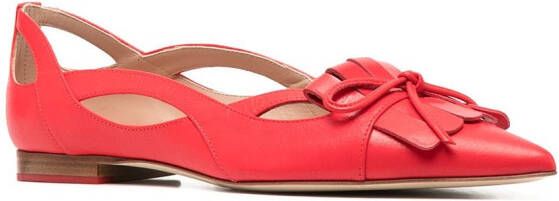 Scarosso bow-detail pointed-toe ballerina shoes Red
