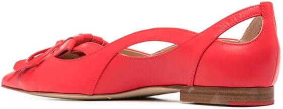 Scarosso bow-detail pointed-toe ballerina shoes Red