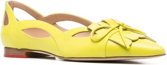 Scarosso bow-detail pointed-toe ballerina shoes Yellow