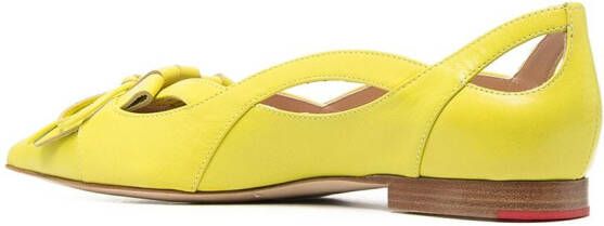 Scarosso bow-detail pointed-toe ballerina shoes Yellow
