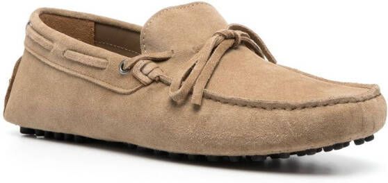 Scarosso bow-detail suede loafers Neutrals