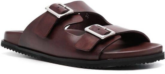 Scarosso buckle leather sandals Red