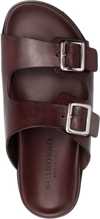 Scarosso buckle leather sandals Red