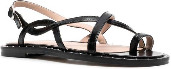 Scarosso Carol patent-leather sandals Black