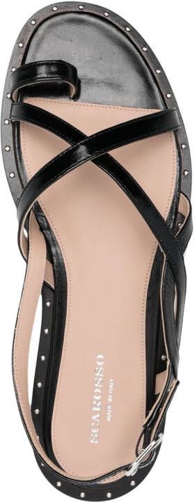 Scarosso Carol patent-leather sandals Black