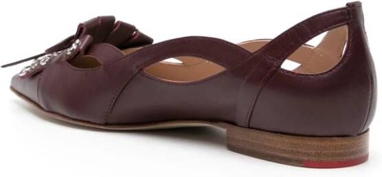 Scarosso Cherry leather ballerina shoes Purple