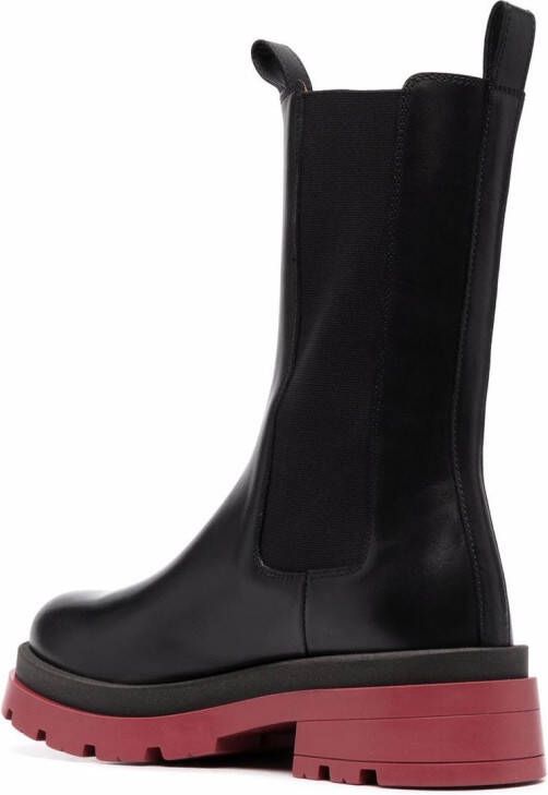 Scarosso chunky leather boots Black