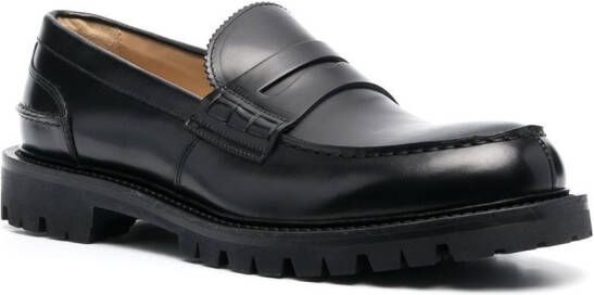 Scarosso chunky-soled leather loafers Black