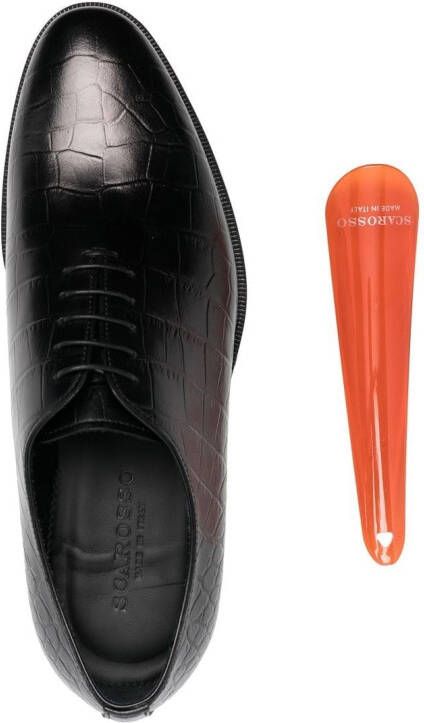 Scarosso crocodile-effect lace-up shoes Black