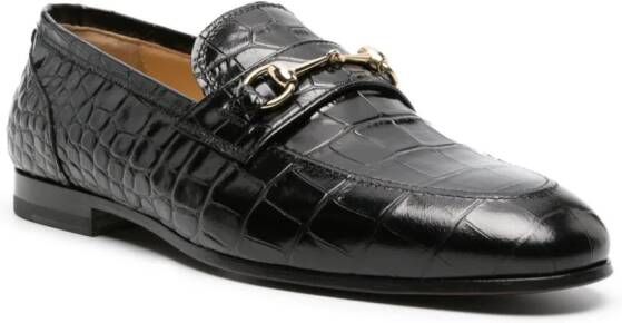 Scarosso crocodile-effect leather loafers Black
