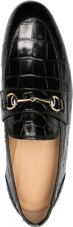 Scarosso crocodile-effect leather loafers Black