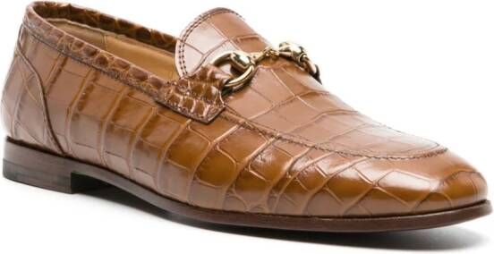 Scarosso crocodile-effect leather loafers Brown