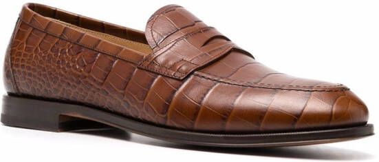 Scarosso crocodile effect loafers Brown