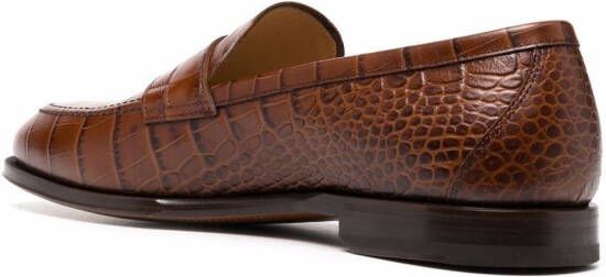 Scarosso crocodile effect loafers Brown