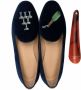 Scarosso Daisy embroidered velvet slippers Blue - Thumbnail 4