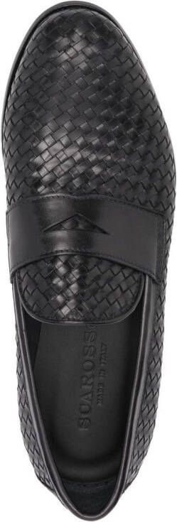 Scarosso Delfina woven leather loafers Black