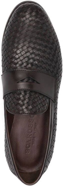 Scarosso Delfina woven leather loafers Brown