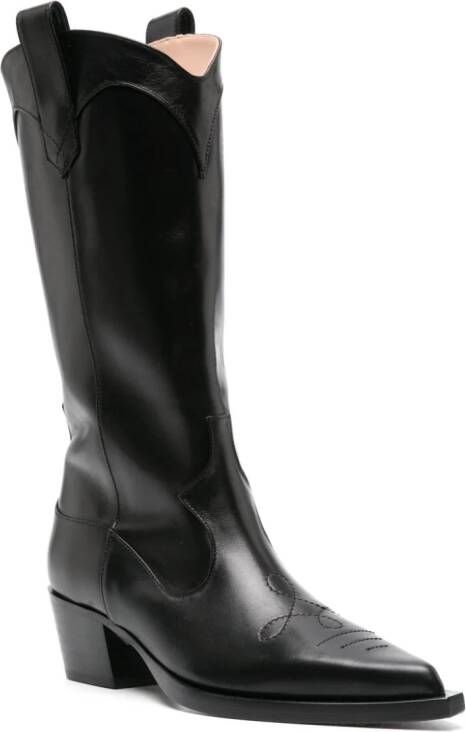 Scarosso Dolly 50mm leather boots Black